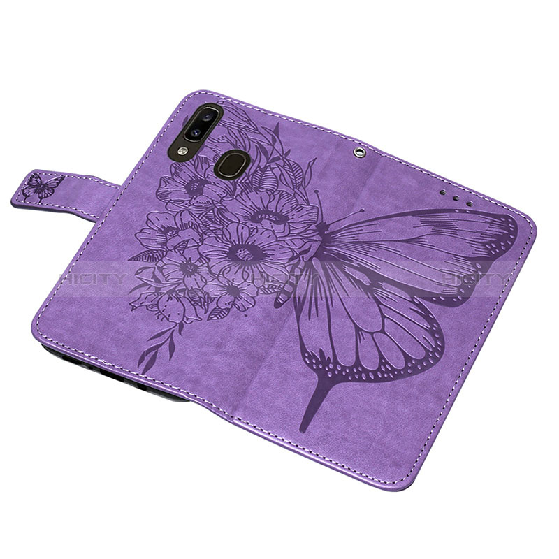 Funda de Cuero Cartera con Soporte Mariposa Carcasa Y01B para Samsung Galaxy A20