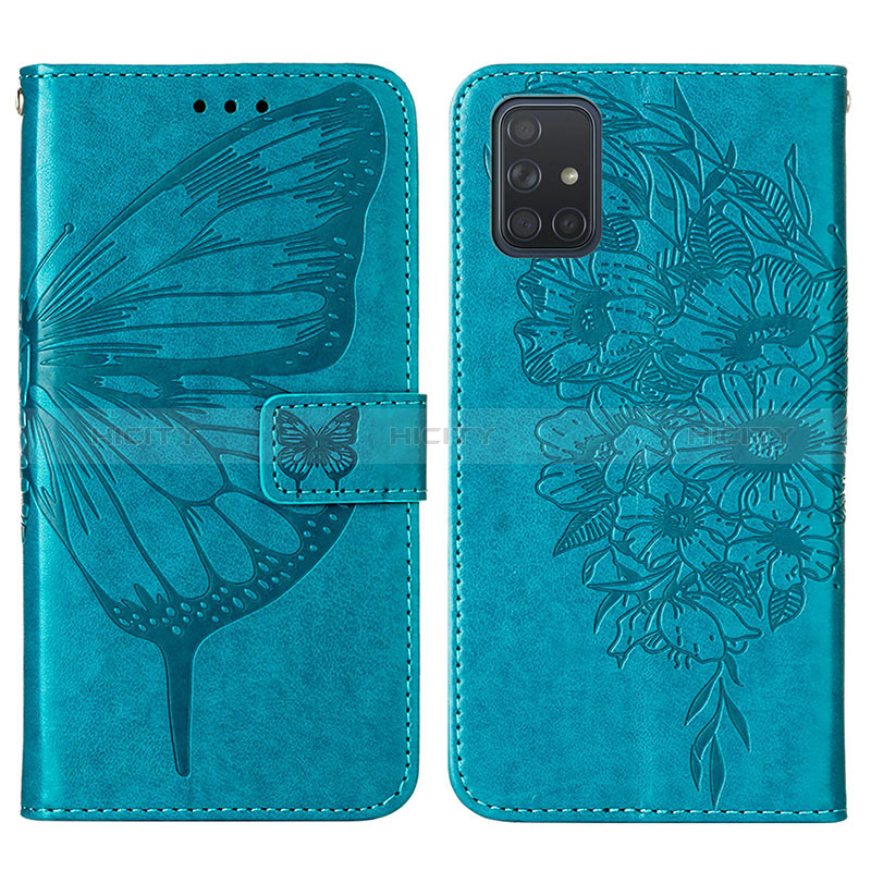 Funda de Cuero Cartera con Soporte Mariposa Carcasa Y01B para Samsung Galaxy M40S Azul