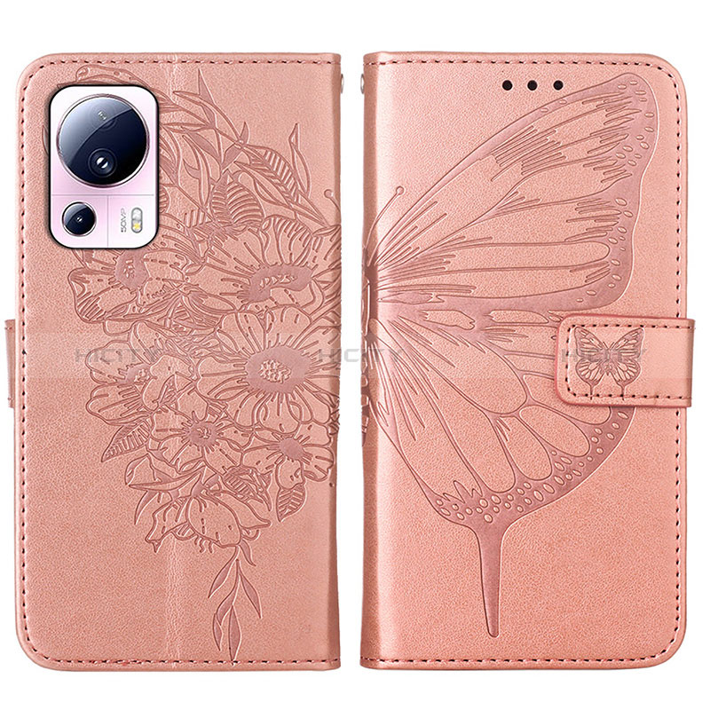 Funda de Cuero Cartera con Soporte Mariposa Carcasa YB1 para Xiaomi Mi 12 Lite NE 5G Oro Rosa