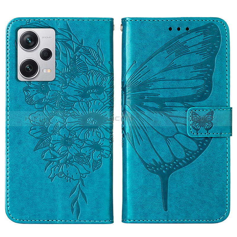 Funda de Cuero Cartera con Soporte Mariposa Carcasa YB1 para Xiaomi Redmi Note 12 Explorer Azul