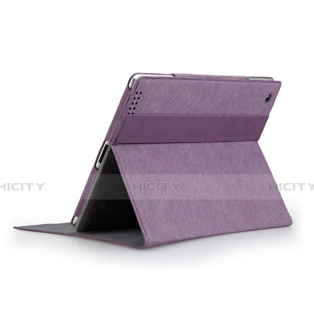 Funda de Cuero Cartera con Soporte para Apple iPad 2 Morado