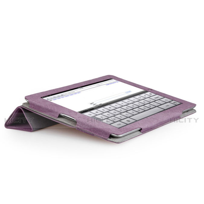 Funda de Cuero Cartera con Soporte para Apple iPad 2 Morado