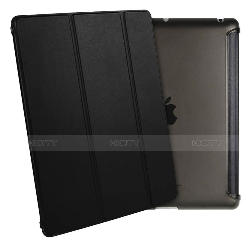 Funda de Cuero Cartera con Soporte para Apple iPad 3 Negro