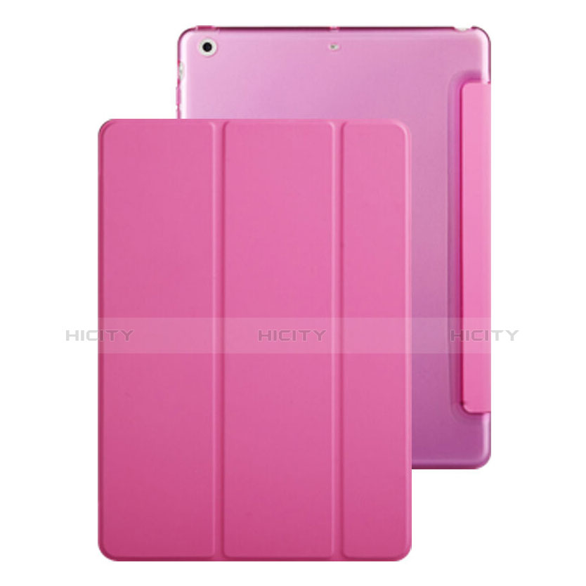 Funda de Cuero Cartera con Soporte para Apple iPad Mini 2 Rosa Roja
