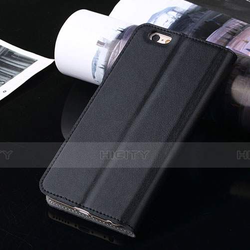 Funda de Cuero Cartera con Soporte para Apple iPhone 6 Negro