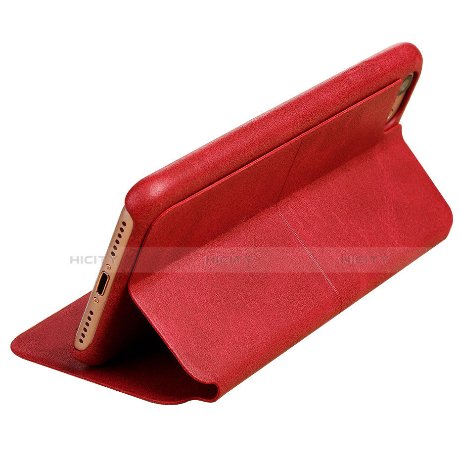 Funda de Cuero Cartera con Soporte para Apple iPhone 8 Rojo