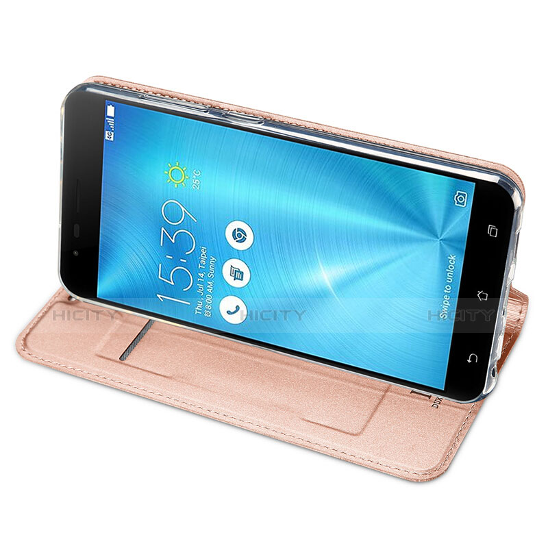 Funda de Cuero Cartera con Soporte para Asus Zenfone 3 Zoom Oro Rosa