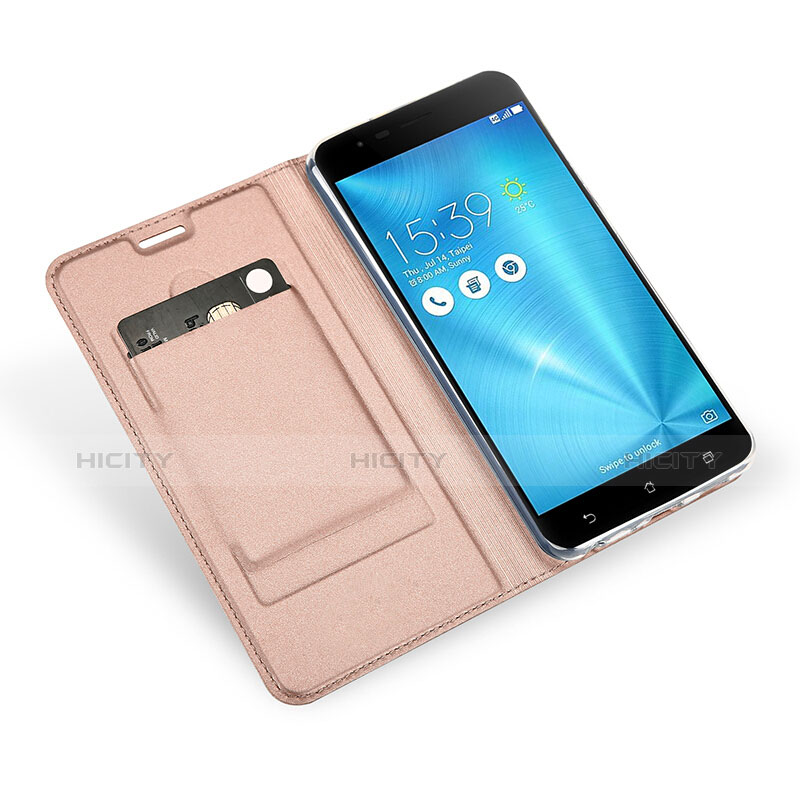 Funda de Cuero Cartera con Soporte para Asus Zenfone 3 Zoom Oro Rosa