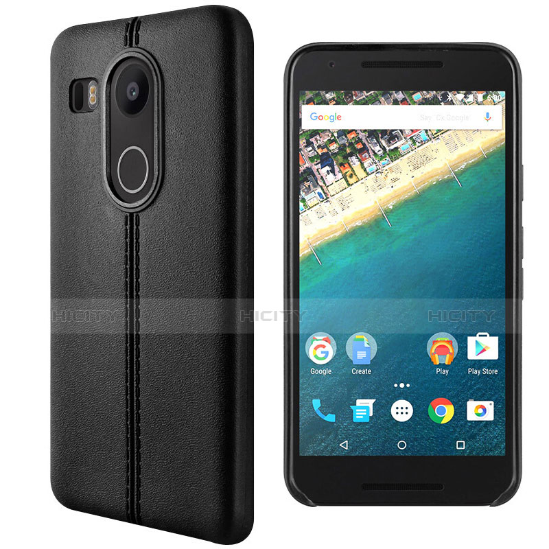 Funda de Cuero Cartera con Soporte para Google Nexus 5X Negro