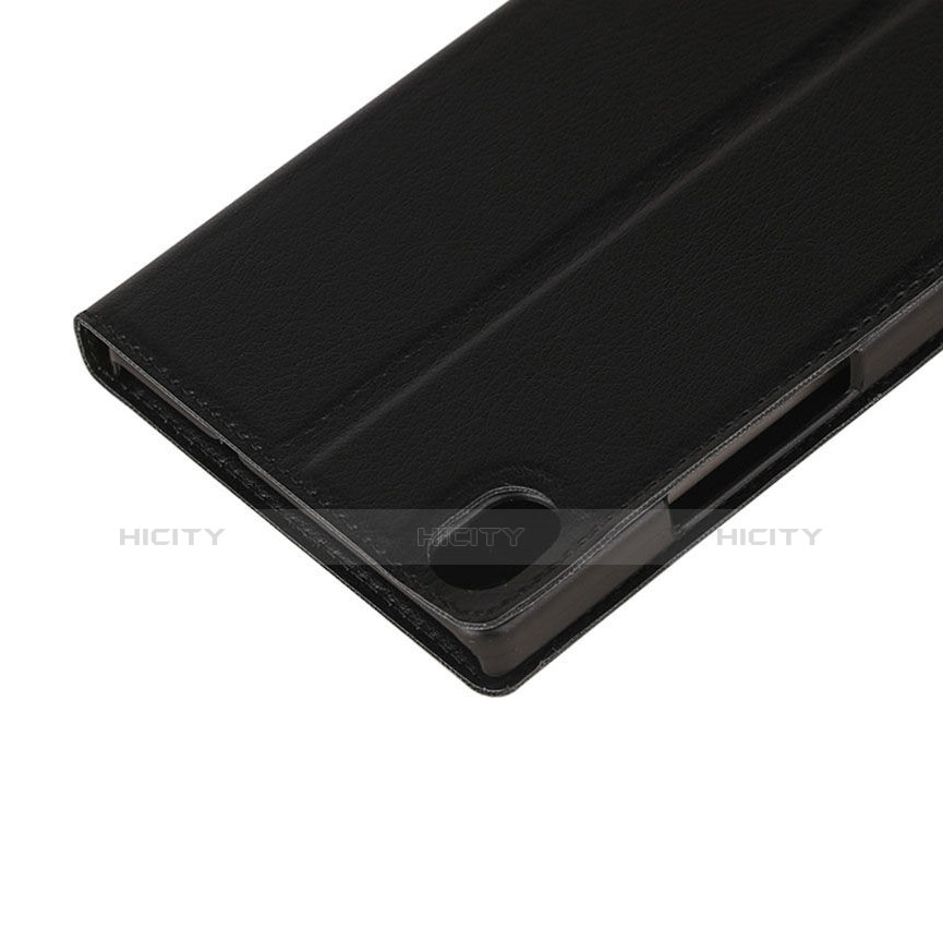 Funda de Cuero Cartera con Soporte para Huawei Ascend P7 Negro