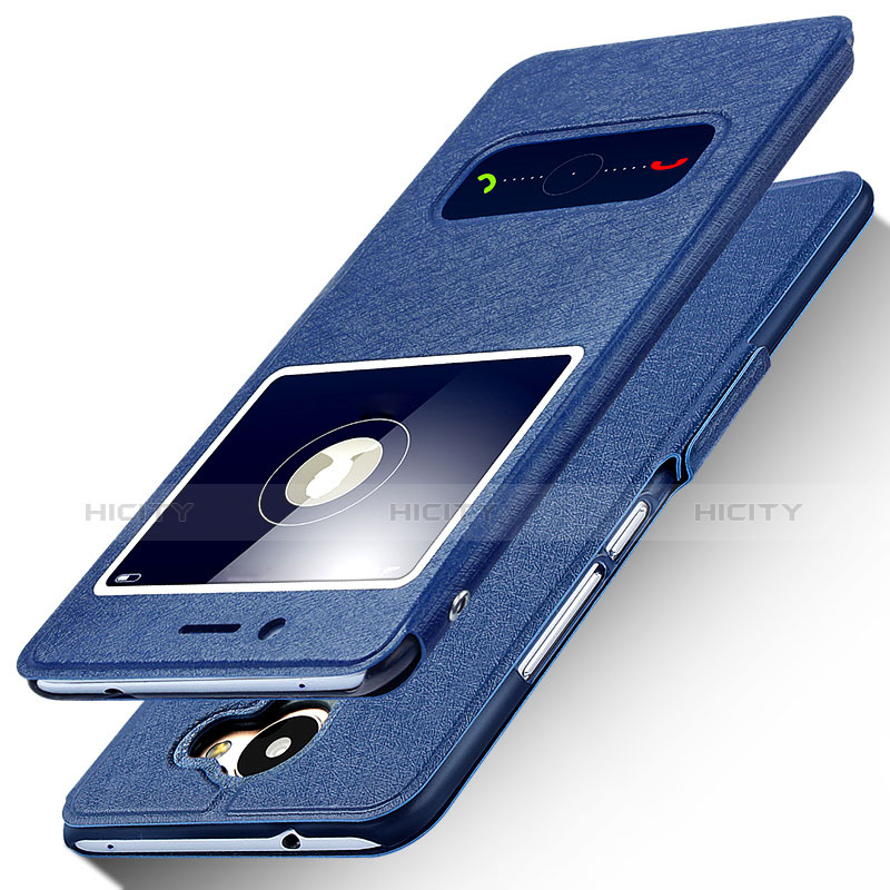 Funda de Cuero Cartera con Soporte para Huawei Enjoy 7 Plus Azul