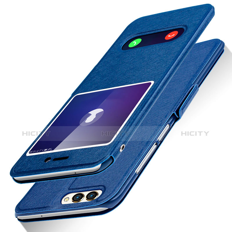 Funda de Cuero Cartera con Soporte para Huawei Enjoy 7S Azul