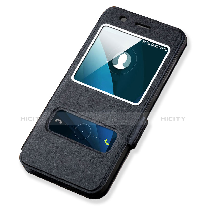 Funda de Cuero Cartera con Soporte para Huawei Honor 4A Negro