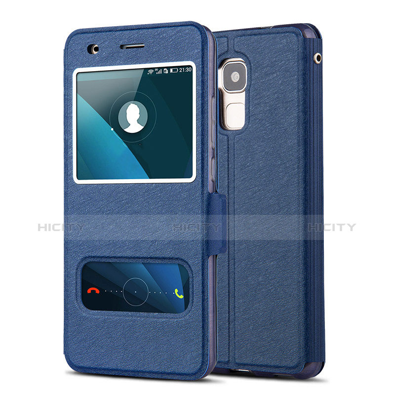 Funda de Cuero Cartera con Soporte para Huawei Honor 5C Azul