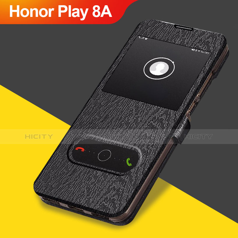 Funda de Cuero Cartera con Soporte para Huawei Honor Play 8A Negro