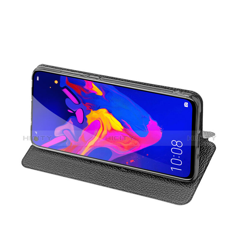 Funda de Cuero Cartera con Soporte para Huawei Honor View 20 Negro