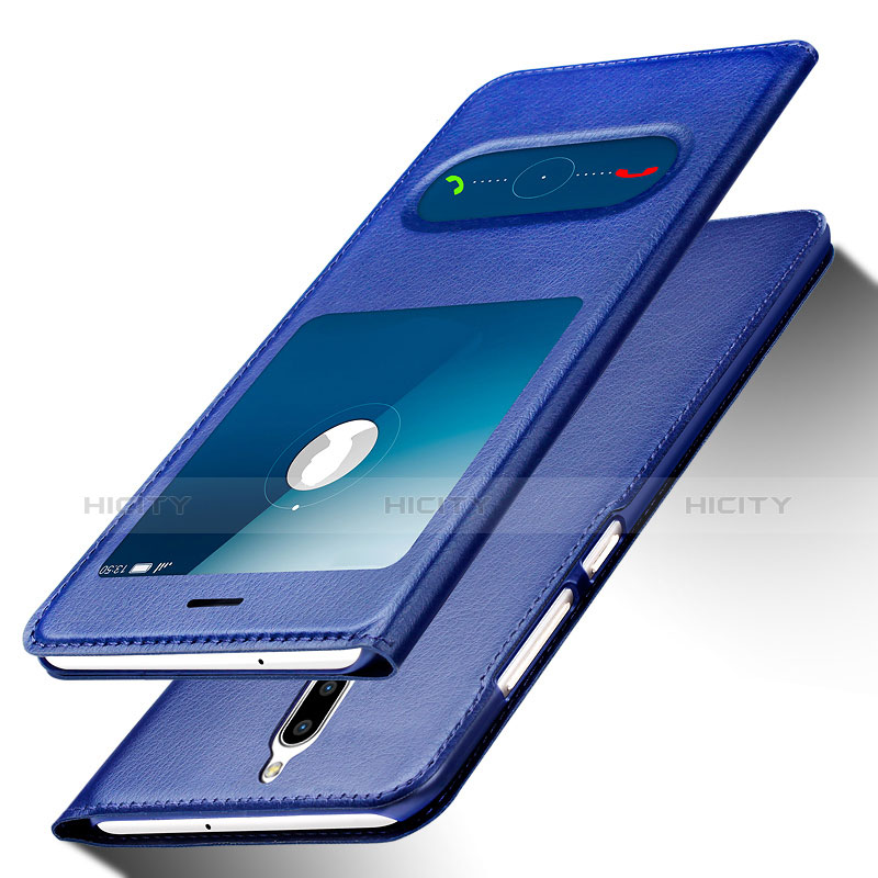 Funda de Cuero Cartera con Soporte para Huawei Mate 10 Lite Azul