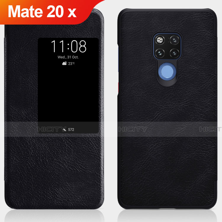 Funda de Cuero Cartera con Soporte para Huawei Mate 20 X 5G Negro