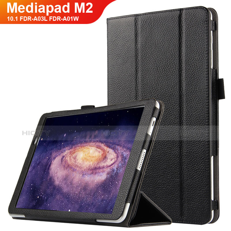 Funda de Cuero Cartera con Soporte para Huawei MediaPad M2 10.1 FDR-A03L FDR-A01W Negro