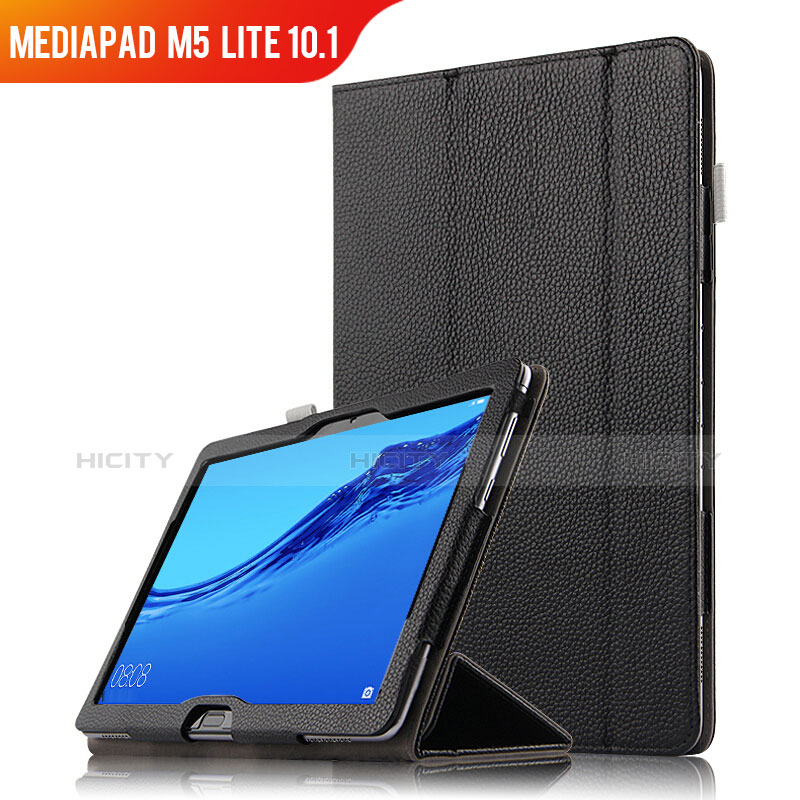 Funda de Cuero Cartera con Soporte para Huawei MediaPad M5 Lite 10.1 Negro