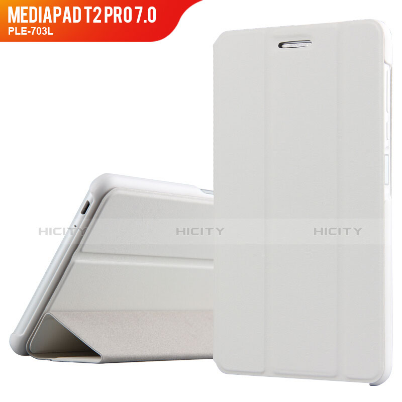 Funda de Cuero Cartera con Soporte para Huawei MediaPad T2 Pro 7.0 PLE-703L Blanco