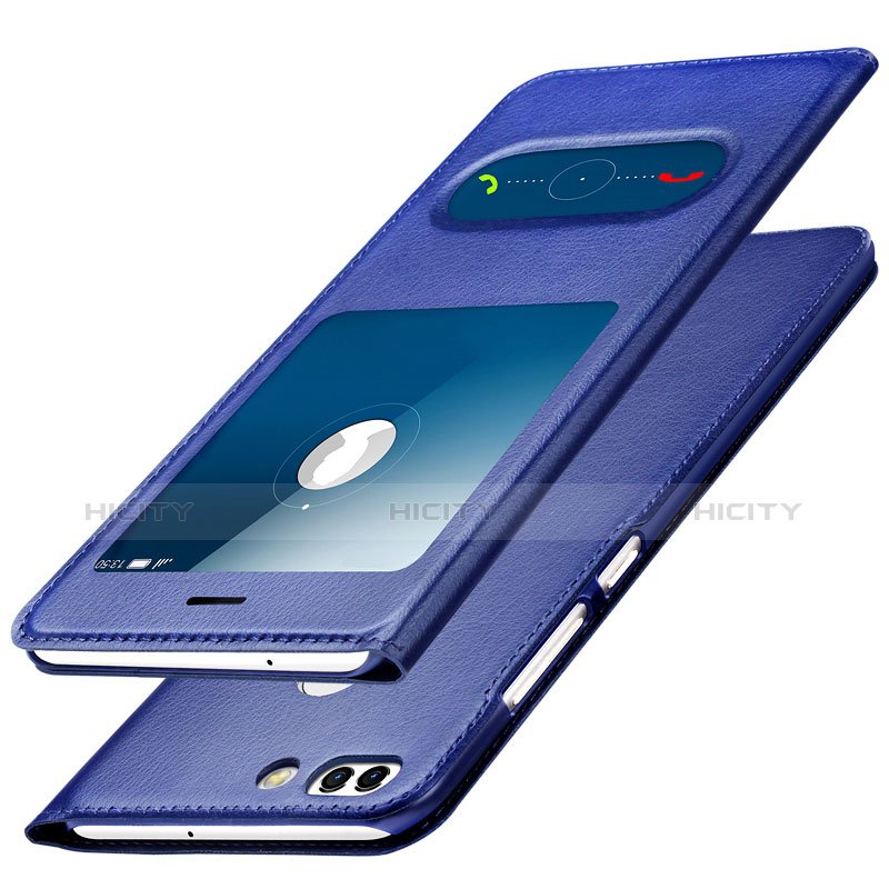 Funda de Cuero Cartera con Soporte para Huawei Nova 2 Plus Azul