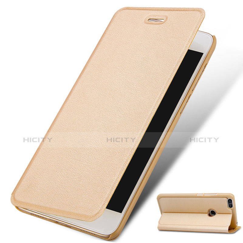 Funda de Cuero Cartera con Soporte para Huawei P9 Lite Mini Oro