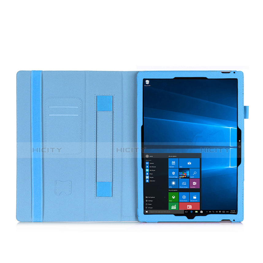 Funda de Cuero Cartera con Soporte para Microsoft Surface Pro 3 Azul