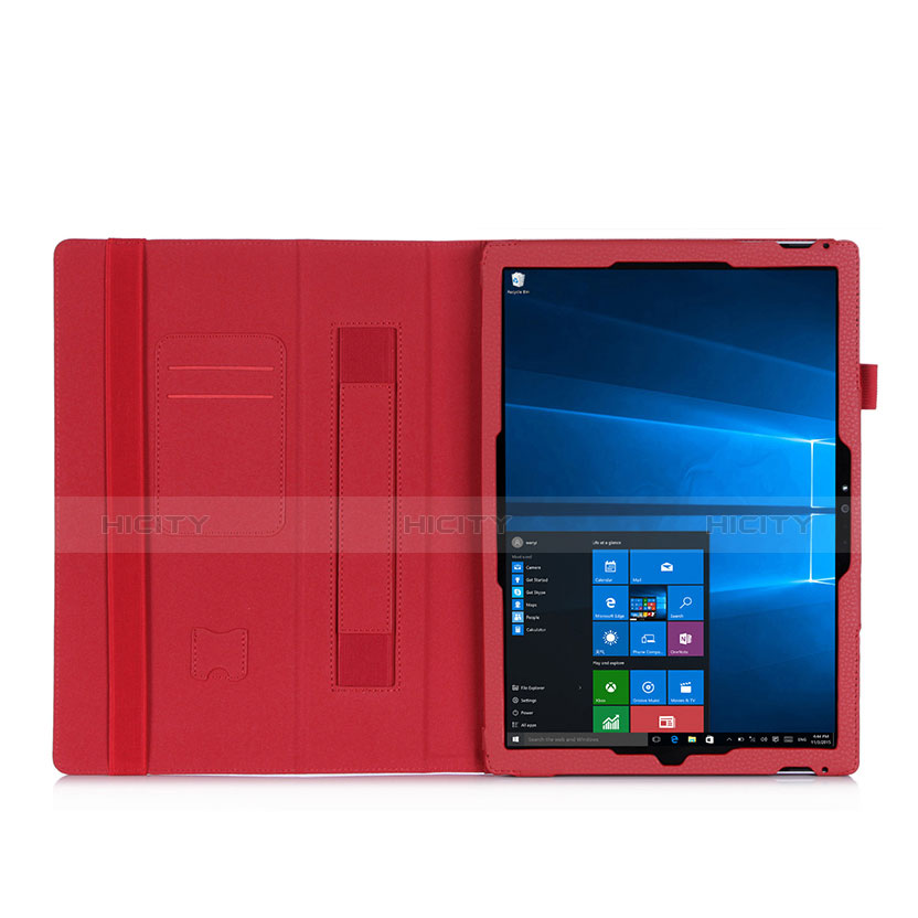 Funda de Cuero Cartera con Soporte para Microsoft Surface Pro 3 Rojo