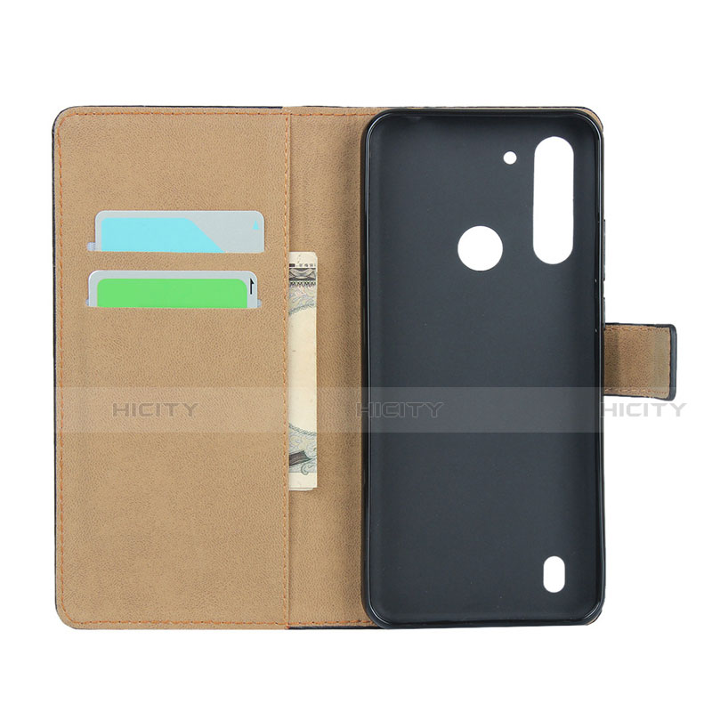 Funda de Cuero Cartera con Soporte para Motorola Moto G8 Power Lite Negro