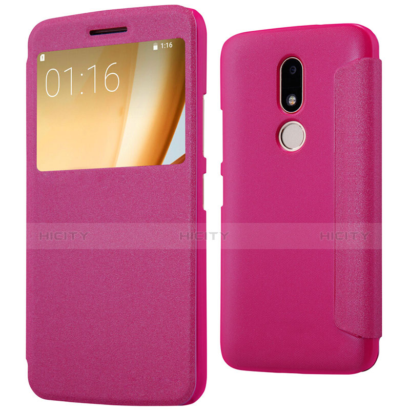 Funda de Cuero Cartera con Soporte para Motorola Moto M XT1662 Rojo