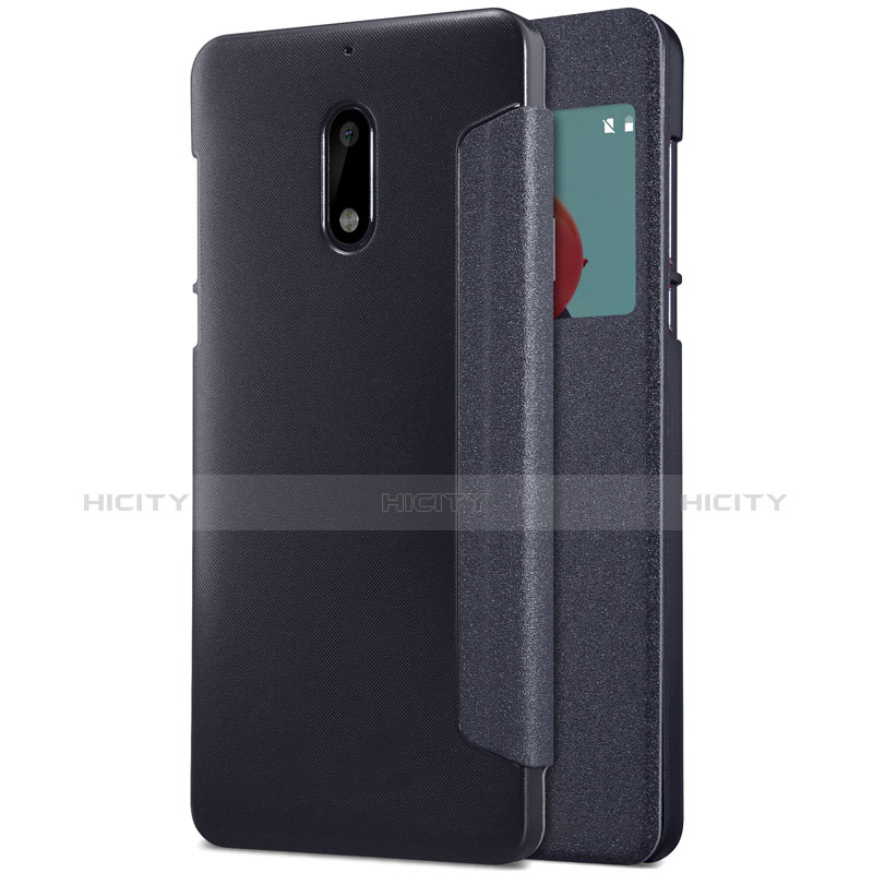 Funda de Cuero Cartera con Soporte para Nokia 6 Negro