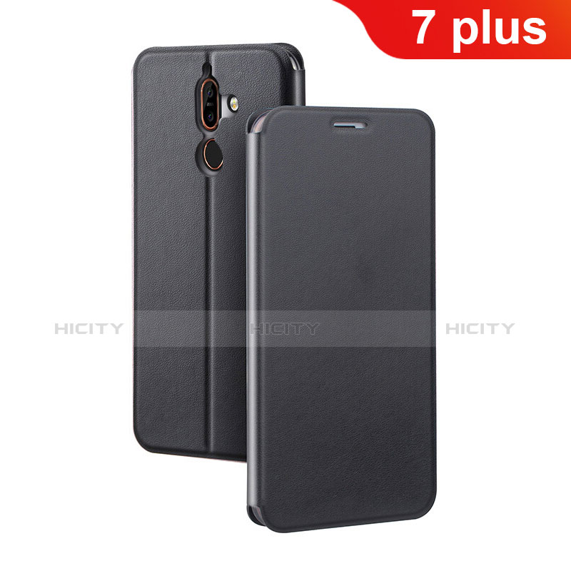 Funda de Cuero Cartera con Soporte para Nokia 7 Plus Negro