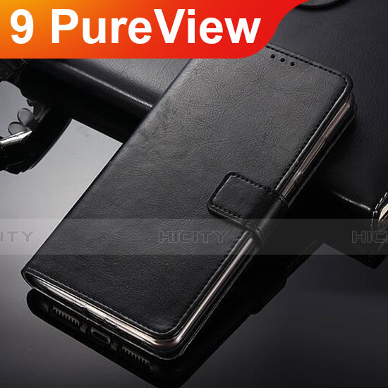 Funda de Cuero Cartera con Soporte para Nokia 9 PureView Negro