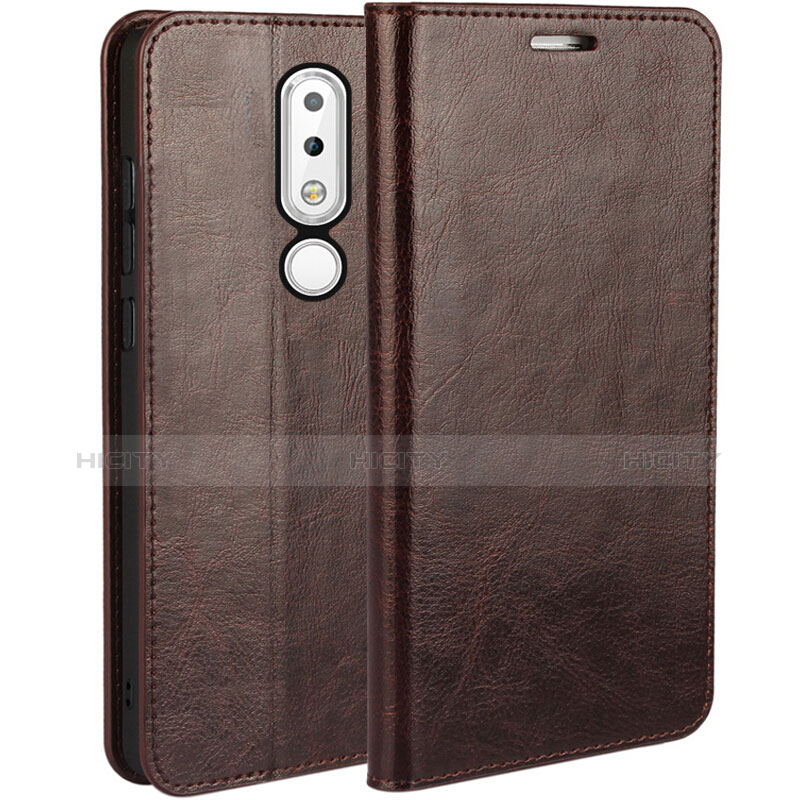 Funda de Cuero Cartera con Soporte para Nokia X6 Marron