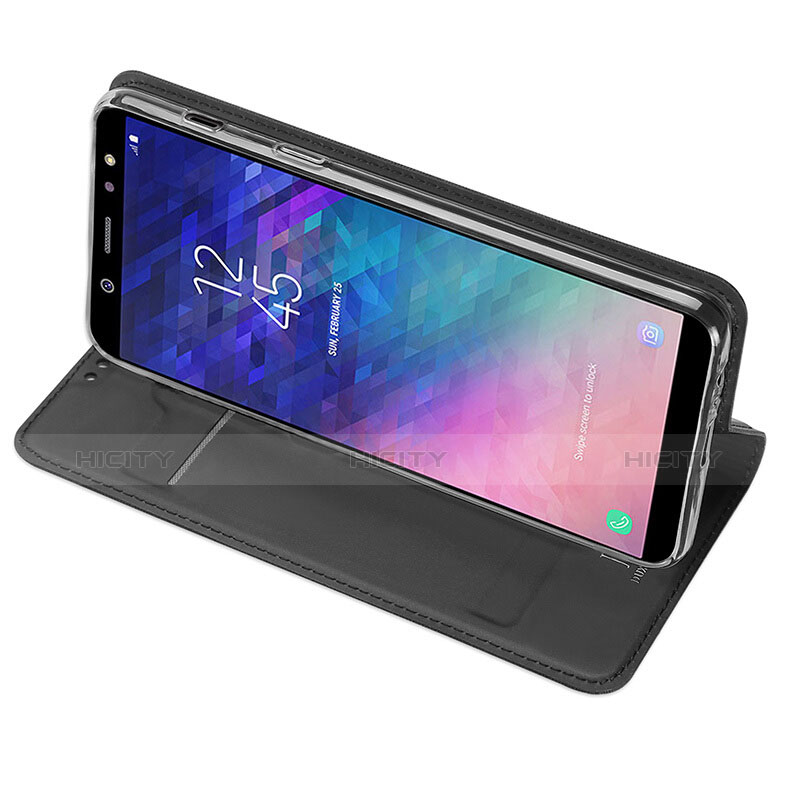 Funda de Cuero Cartera con Soporte para Samsung Galaxy A6 (2018) Negro