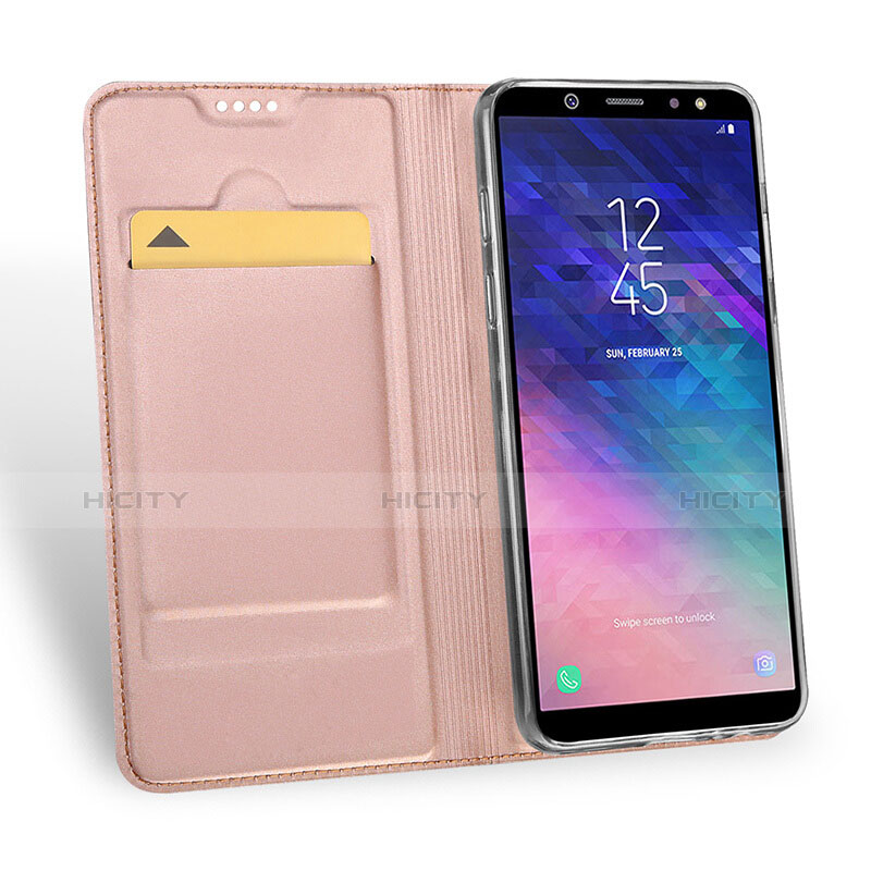 Funda de Cuero Cartera con Soporte para Samsung Galaxy A6 (2018) Oro Rosa