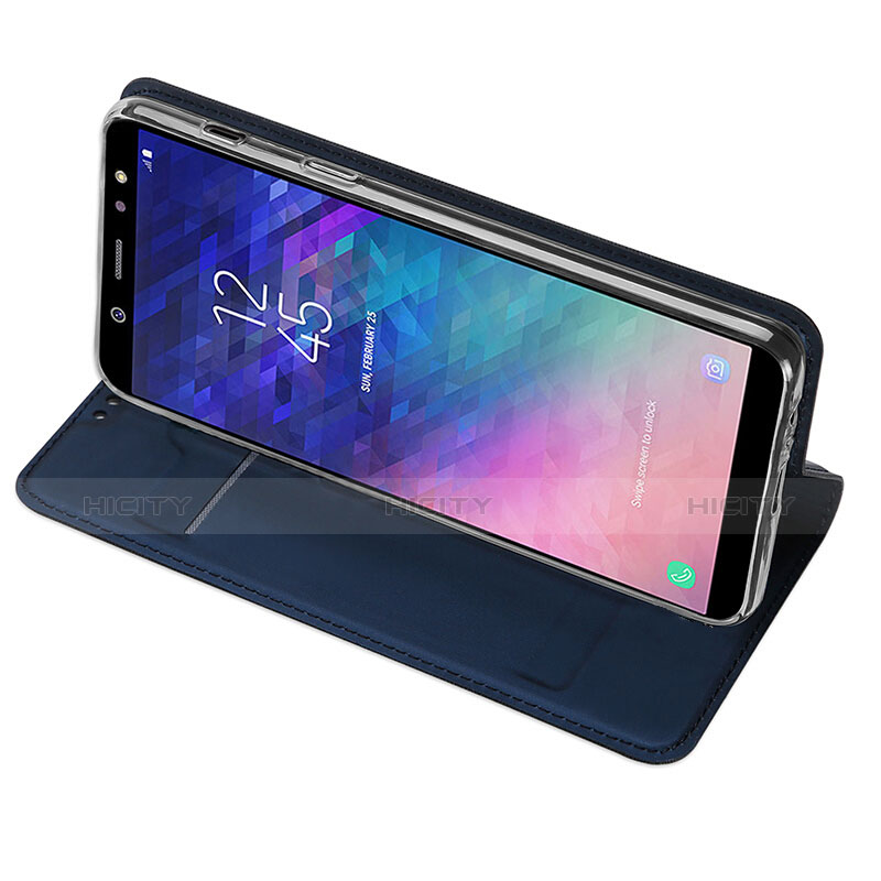 Funda de Cuero Cartera con Soporte para Samsung Galaxy A6 Plus Azul