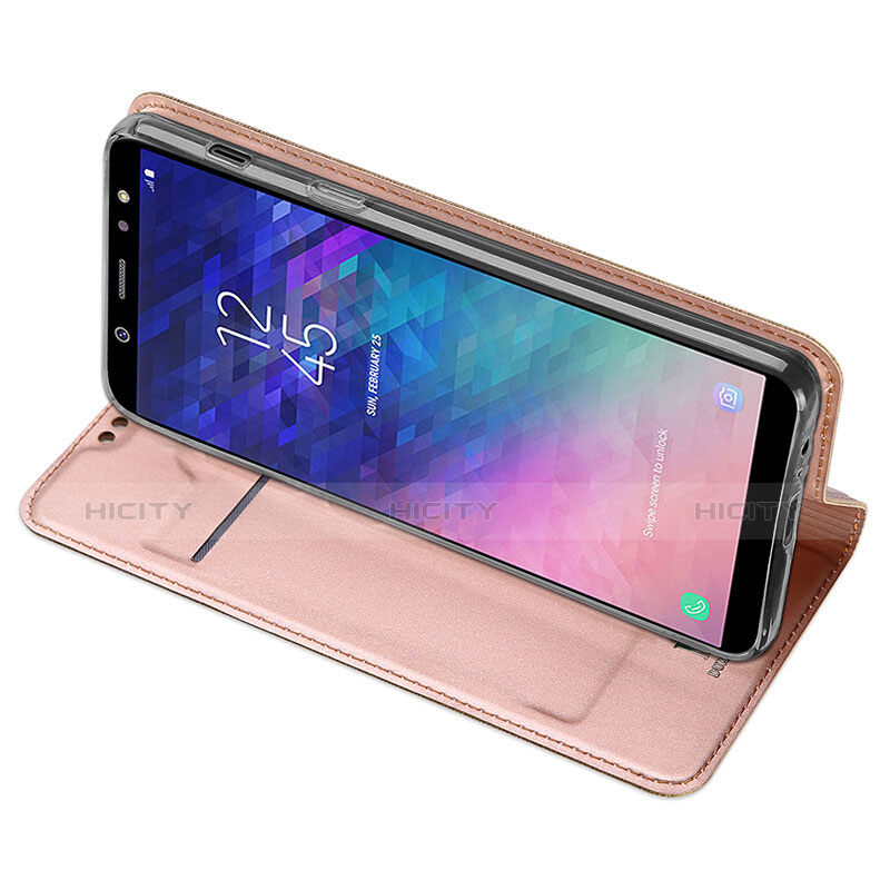 Funda de Cuero Cartera con Soporte para Samsung Galaxy A6 Plus Rosa