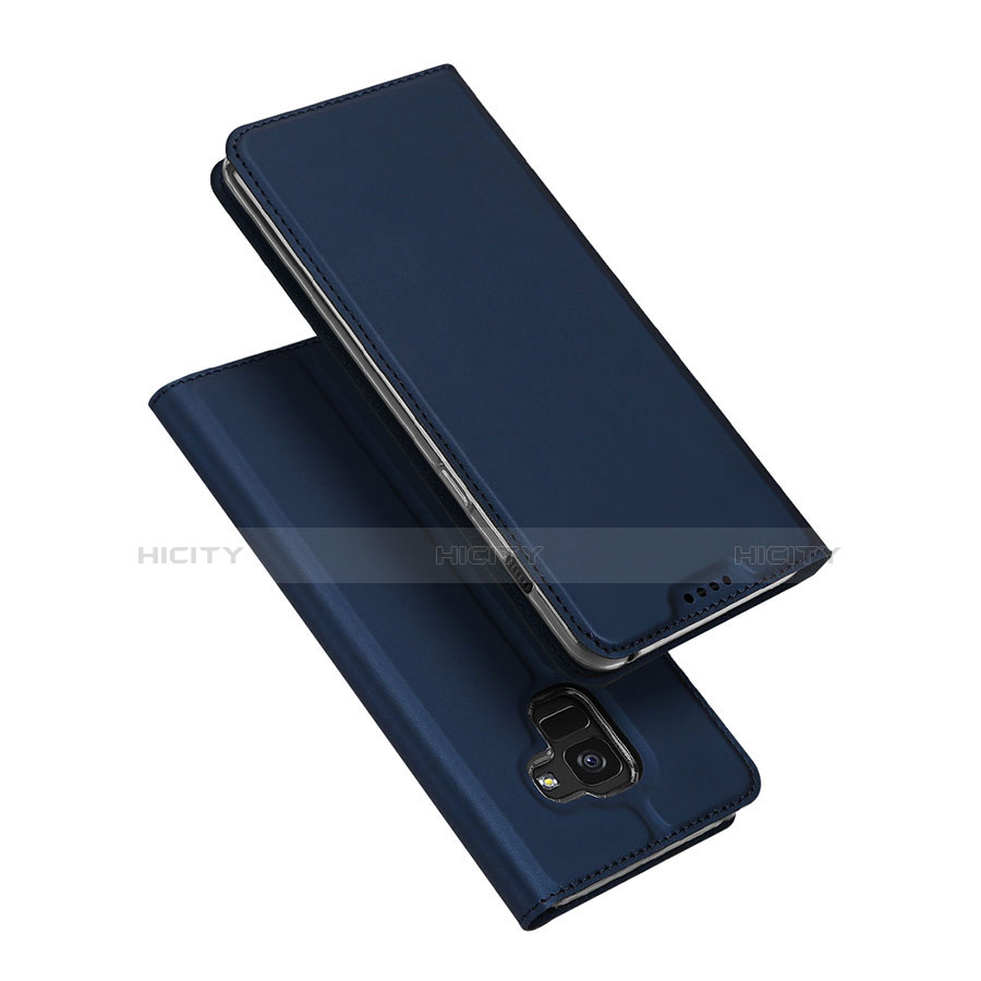 Funda de Cuero Cartera con Soporte para Samsung Galaxy A8+ A8 Plus (2018) A730F Azul