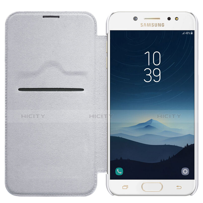 Funda de Cuero Cartera con Soporte para Samsung Galaxy C7 (2017) Blanco