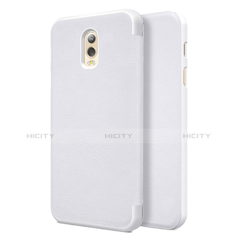 Funda de Cuero Cartera con Soporte para Samsung Galaxy J7 Plus Blanco