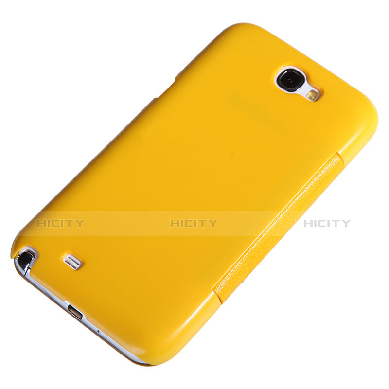 Funda de Cuero Cartera con Soporte para Samsung Galaxy Note 2 N7100 N7105 Amarillo