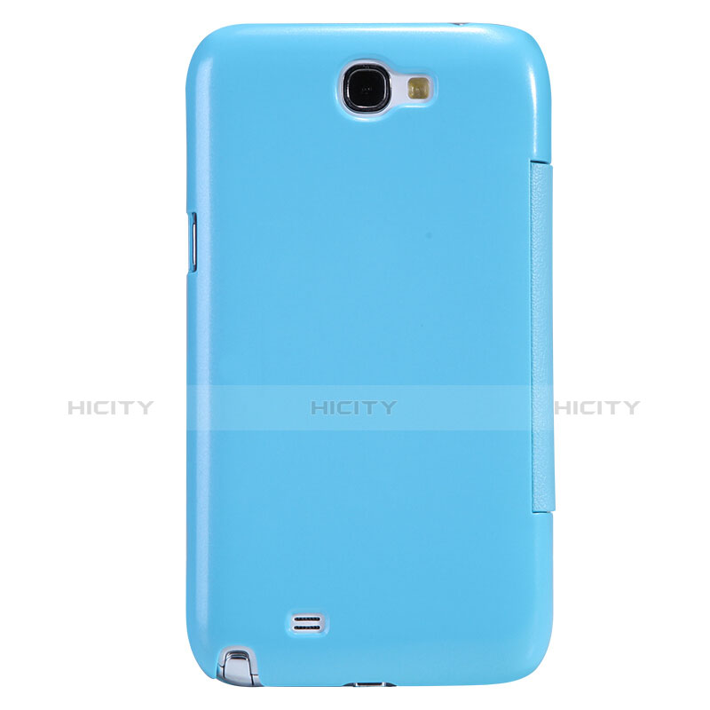 Funda de Cuero Cartera con Soporte para Samsung Galaxy Note 2 N7100 N7105 Azul Cielo