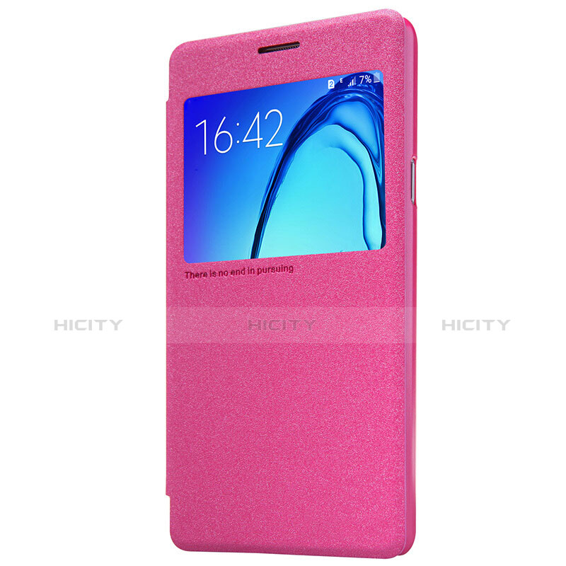 Funda de Cuero Cartera con Soporte para Samsung Galaxy On5 Pro Rosa Roja