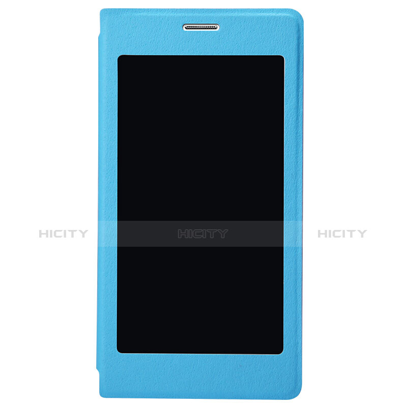 Funda de Cuero Cartera con Soporte para Samsung Galaxy S5 G900F G903F Azul Cielo