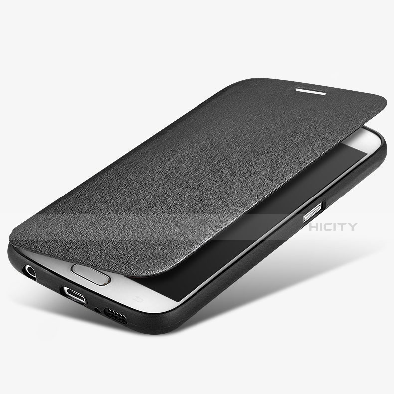 Funda de Cuero Cartera con Soporte para Samsung Galaxy S6 Duos SM-G920F G9200 Negro