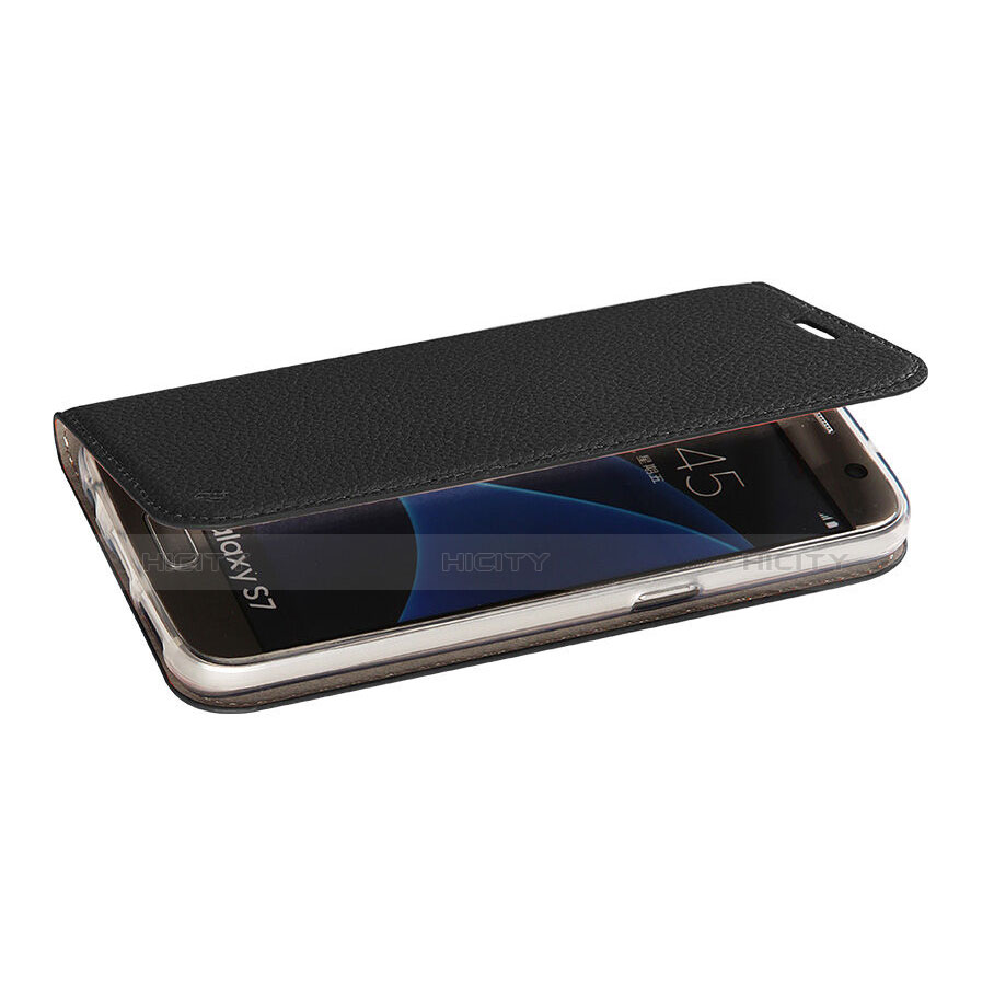 Funda de Cuero Cartera con Soporte para Samsung Galaxy S7 G930F G930FD Negro
