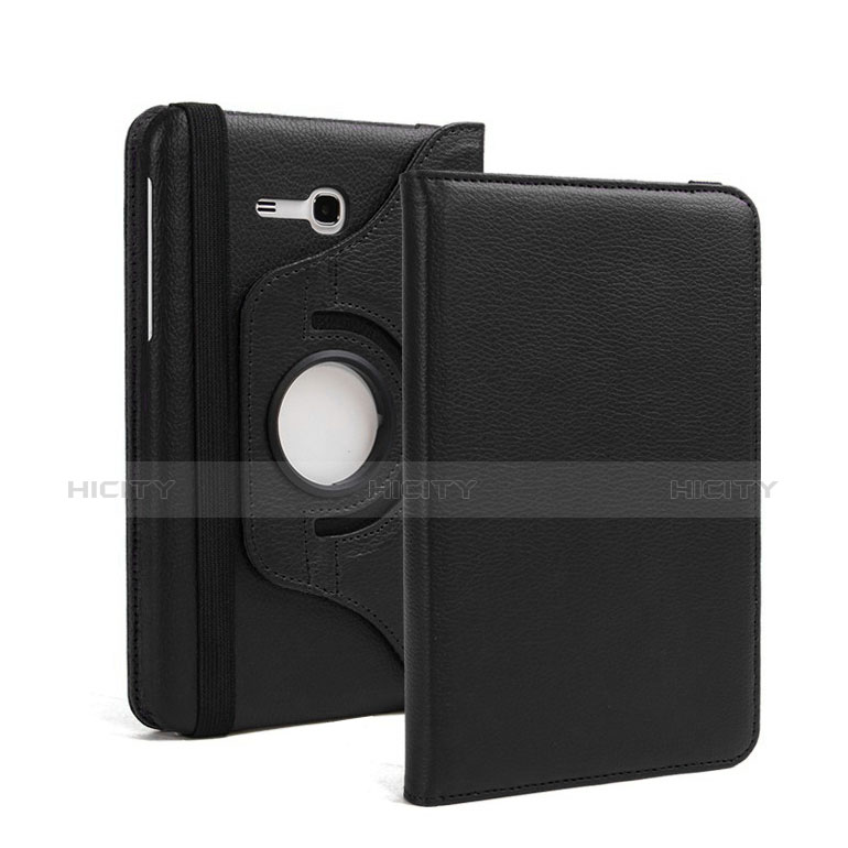 Funda de Cuero Cartera con Soporte para Samsung Galaxy Tab 3 Lite 7.0 T110 T113 Negro