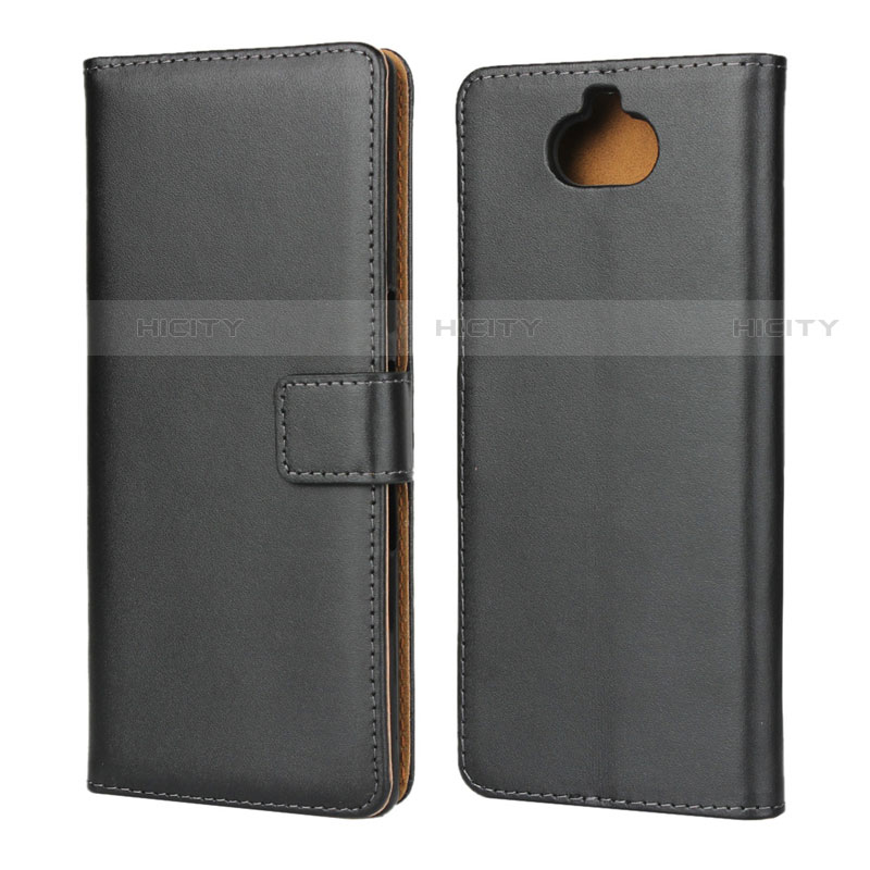 Funda de Cuero Cartera con Soporte para Sony Xperia 10 Negro